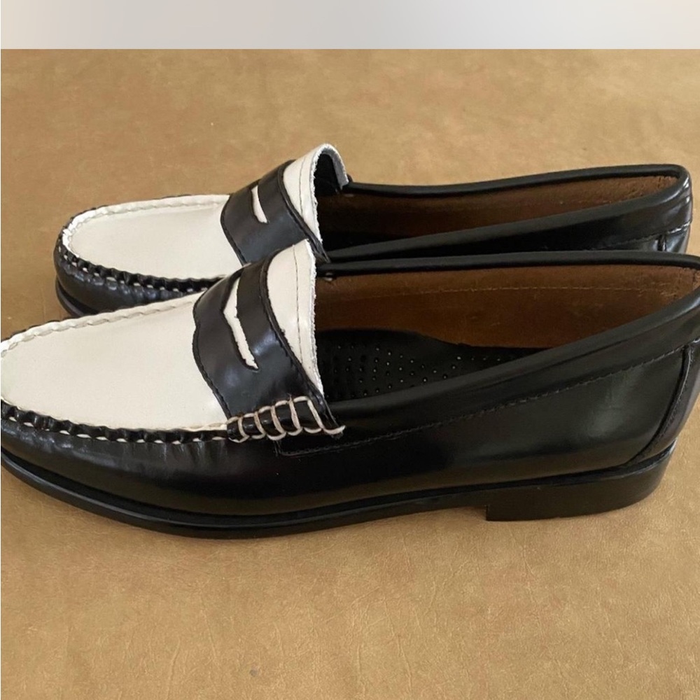 G.H. Bass & Co. Black and White Leather Loafers